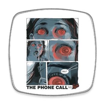 Comic about the horror of the millennial phone call - Square fridge magnet - white - Front