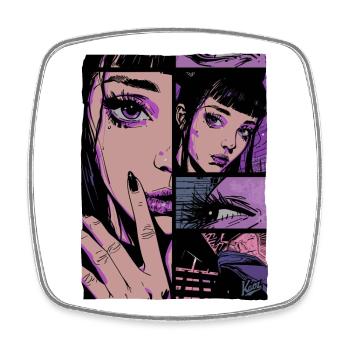 Mystic Cartoon Girl - Square fridge magnet - white - Front