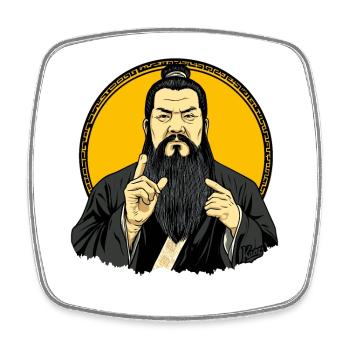 Parodie des chinesischen Philosophen Konfuzius - Viereckiger Kühlschrankmagnet - Weiß - Vorne
