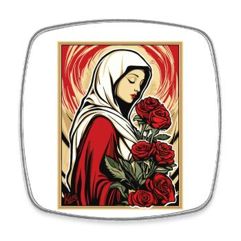 La belle servante aux roses - Magnet carré - blanc - Devant