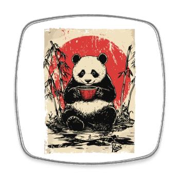 Panda mit Suppe im Bambuswald - Viereckiger Kühlschrankmagnet - Weiß - Vorne