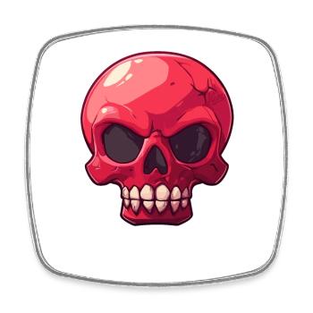 Sarcastic Red Cartoon Skull - Square fridge magnet - white - Front