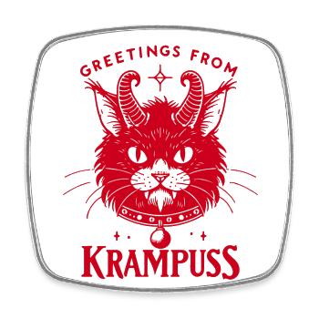 Salutations du chat mystique Krampus Krampus - Magnet carré - blanc - Devant