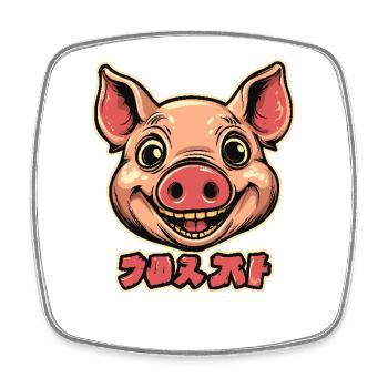 Happy Pig - Square fridge magnet - white - Front