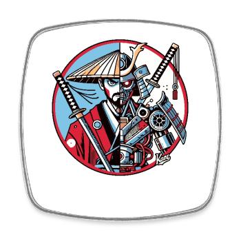 Samurai-Ronin oder Mecha-Shogun - Viereckiger Kühlschrankmagnet - Weiß - Vorne