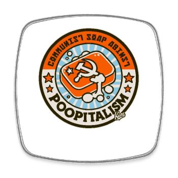 Parody: Communist soap against poopism - Square fridge magnet - white - Front