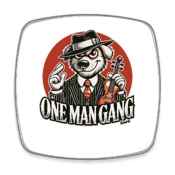 Retro-Geiger, Eleganter Hund One-Man-Gang - Viereckiger Kühlschrankmagnet - Weiß - Vorne