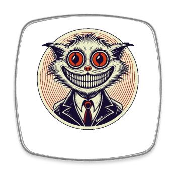Horror Grin Cat - Square fridge magnet - white - Front