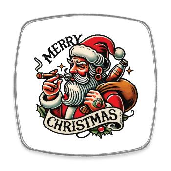 Merry Christmas Cooler Santa Vintage Look - Viereckiger Kühlschrankmagnet - Weiß - Vorne