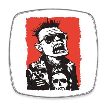 80er-Punk-Rocker im Retro-Look - Viereckiger Kühlschrankmagnet - Weiß - Vorne