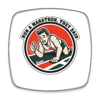 Courir un marathon, ont-ils dit - Magnet carré - blanc - Devant