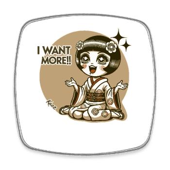 Chibi Japanese Geisha - Square fridge magnet - white - Front