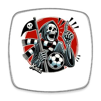Grim Reaper est un fan de football qui joue au football - Magnet carré - blanc - Devant