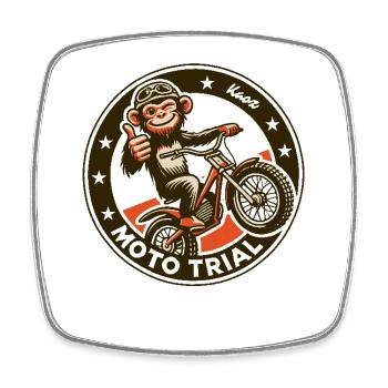 Motocross-Affe Moto Trial - Viereckiger Kühlschrankmagnet - Weiß - Vorne