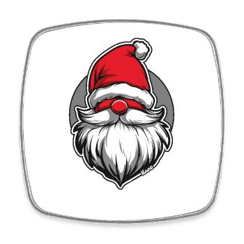 Weihnachtsmann als Gartenzwerg - Viereckiger Kühlschrankmagnet - Weiß - Vorne