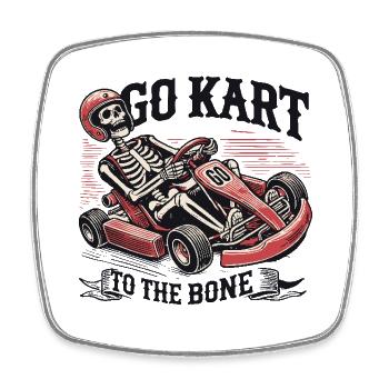 Go-Kart Bis Auf Die Knochen Skelett Rennfahrer - Viereckiger Kühlschrankmagnet - Weiß - Vorne