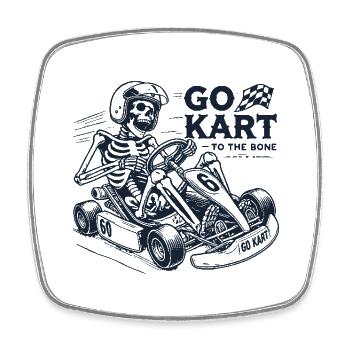 Go-Kart Bis Auf Die Knochen Vintage Stil - Viereckiger Kühlschrankmagnet - Weiß - Vorne