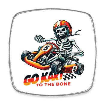 Go-Kart To The Bone Racer Skeleton - Square fridge magnet - white - Front