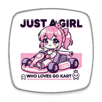 Ein Mädchen Das Go-Kart Liebt Anime Stil - Viereckiger Kühlschrankmagnet - Weiß - Vorne