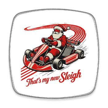 Plaisir du karting de Noël dans un style rétro - Magnet carré - blanc - Devant