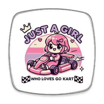 Une fille qui aime le style anime Go-Kart - Magnet carré - blanc - Devant