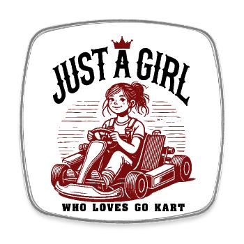 Nur Ein Mädchen Das Go-Kart Liebt Vintage Design - Viereckiger Kühlschrankmagnet - Weiß - Vorne