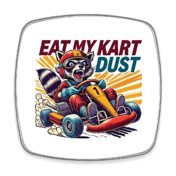 Go-Kart Rennen Retro Stil Eat My Kart Dust - Viereckiger Kühlschrankmagnet - Weiß - Vorne