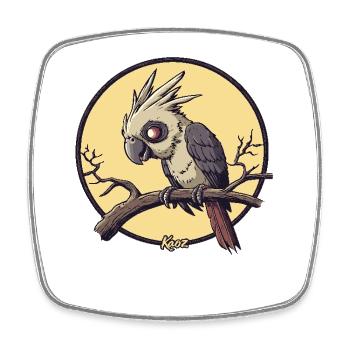 Old parrot on a branch - Square fridge magnet - white - Front