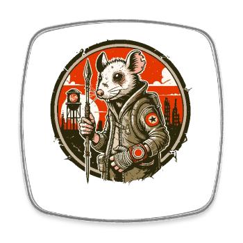 Apocalypse Rat in the Apocalyptic Wasteland - Square fridge magnet - white - Front