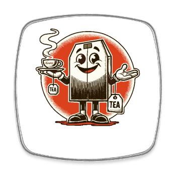 Tea bag with tea cup for tea time - Square fridge magnet - white - Front
