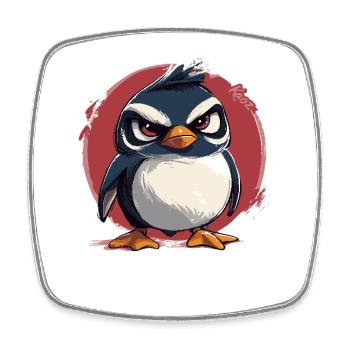 Schlechte-Laune-Pinguin - Viereckiger Kühlschrankmagnet - Weiß - Vorne