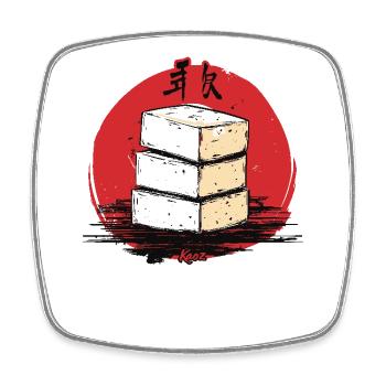 Une pile de tofu japonais - Magnet carré - blanc - Devant