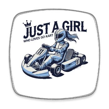 Nur Ein Mädchen Das Go-Kart Liebt - Viereckiger Kühlschrankmagnet - Weiß - Vorne