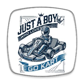 Un garçon qui aime le karting style vintage - Magnet carré - blanc - Devant