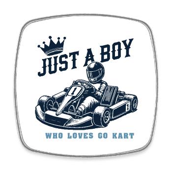 Ein Junge Der Go-Kart Liebt - Viereckiger Kühlschrankmagnet - Weiß - Vorne