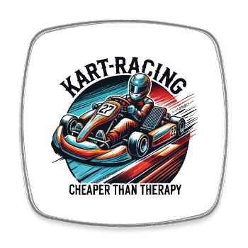 Kart-Rennen Günstiger Als Therapie lustiger Spruch - Viereckiger Kühlschrankmagnet - Weiß - Vorne