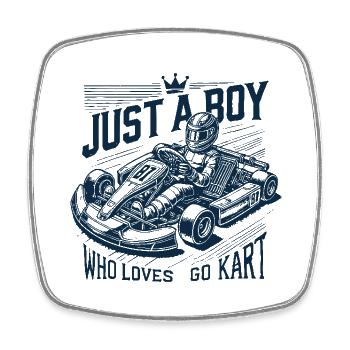 Ein Junge Der Go-Kart Liebt - Viereckiger Kühlschrankmagnet - Weiß - Vorne