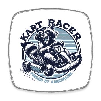 Coureur de karting avec des sensations fortes - Magnet carré - blanc - Devant