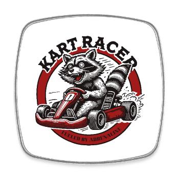 Go-Kart Rennen Adrenalin Rausch Mit Kart Racer - Viereckiger Kühlschrankmagnet - Weiß - Vorne