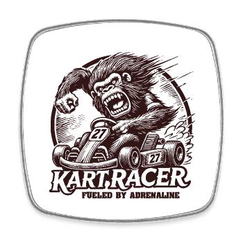 Kart racer piloté par l’adrénaline - Magnet carré - blanc - Devant