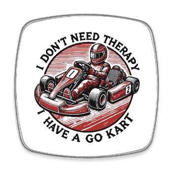 Go-karting instead of therapy funny saying - Square fridge magnet - white - Front