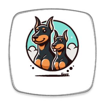 Funny Doberman Dogs - Square fridge magnet - white - Front
