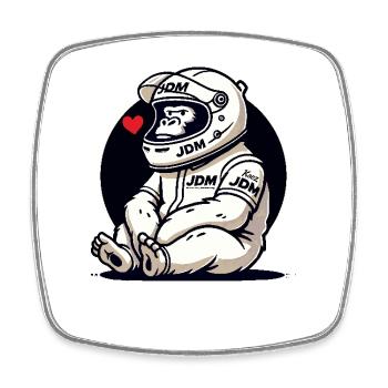 Gorilla en tant que coureur de voitures de sport JDM au Japon - Magnet carré - blanc - Devant