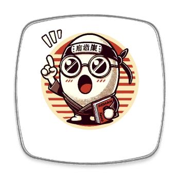 Nerd japonais, je-sais-tout et otaku œuf - Magnet carré - blanc - Devant