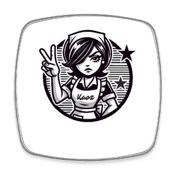 Cartoon-Mädchen mit Peace-Zeichen - Viereckiger Kühlschrankmagnet - Weiß - Vorne