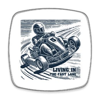 Go-kart in the fast lane adventure - Square fridge magnet - white - Front