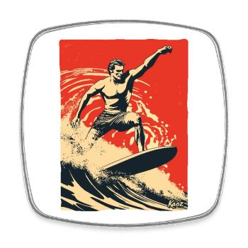 Oldschool Retro Surfing - Square fridge magnet - white - Front