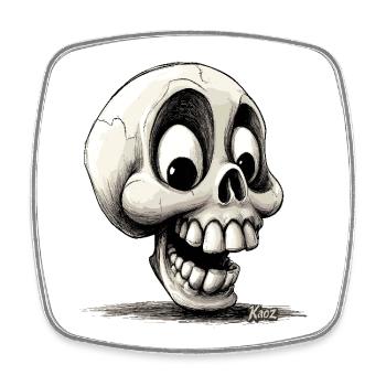 Super lustiger, seltsamer, glücklicher Totenkopf - Viereckiger Kühlschrankmagnet - Weiß - Vorne