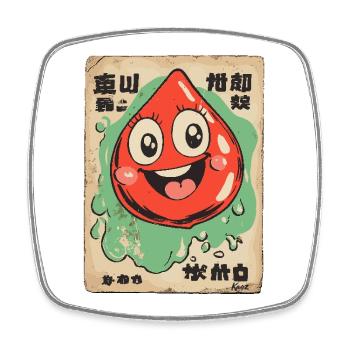 Shabby Fake Japanischer glücklicher Tropfen - Viereckiger Kühlschrankmagnet - Weiß - Vorne