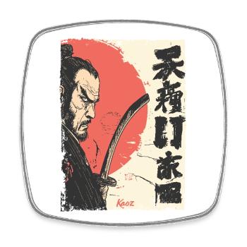 Japanese Red Sun Samurai - Square fridge magnet - white - Front